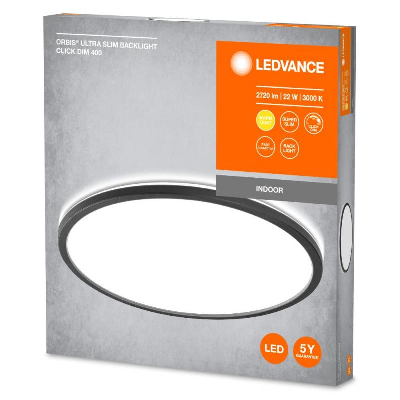 LEDVANCE Orbis Ultra Slm Backlight Deckenleuchte 40cm in Schwarz dimmbar 3000K